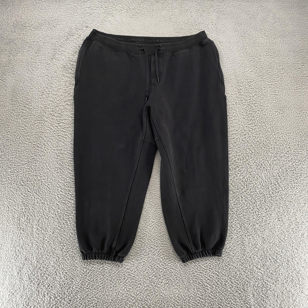 Lululemon‎ Joggers Mens 2XL Black Fleece Sweatpants Zip Pocket Gym Workout